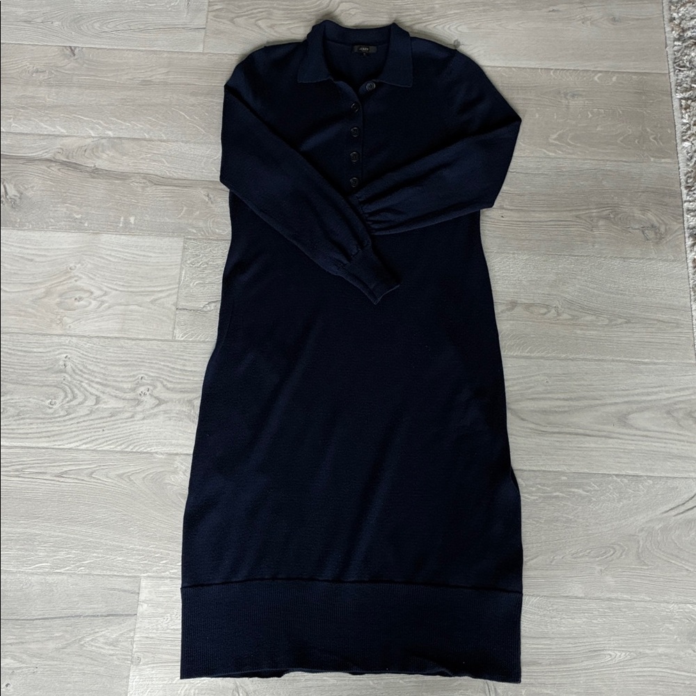 J. Crew Collared Merino Wool Midi Sweater Dress Size M